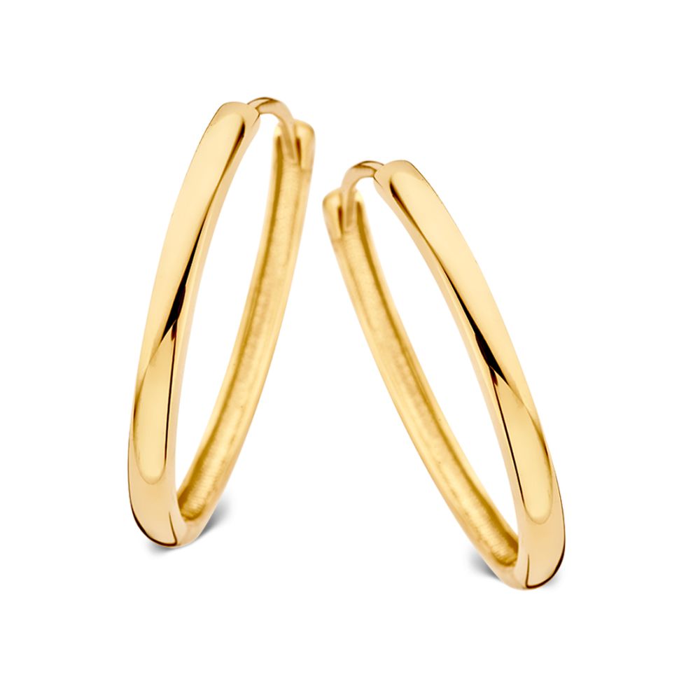 Gelbgoldene Creolen mit Scharnier aus 14 Karat Gold in ovaler Form