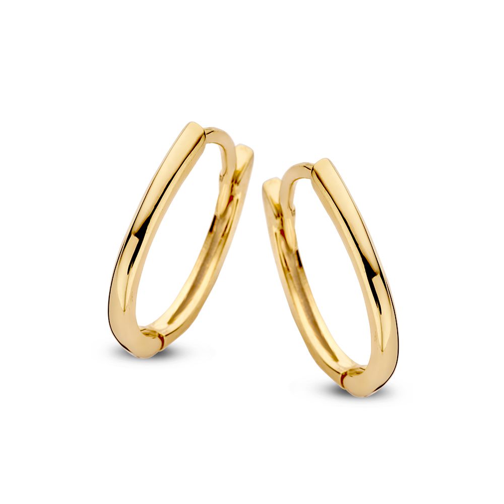 Ovale, gelbgoldene Ohrringe mit einer eleganten, schlichten Form