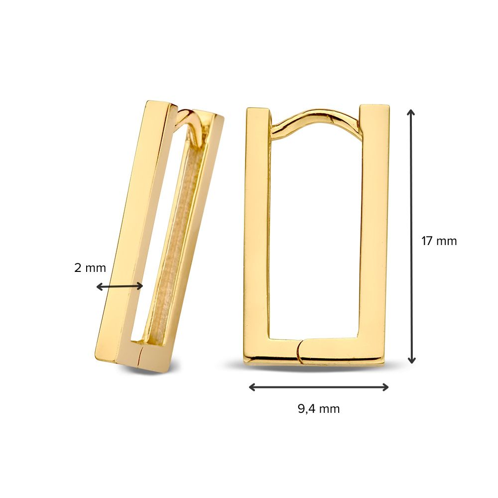 Gelbgoldene Ohrringe mit schlankem, rechteckigem Design – 14 Karat Gold – Van der Kooij