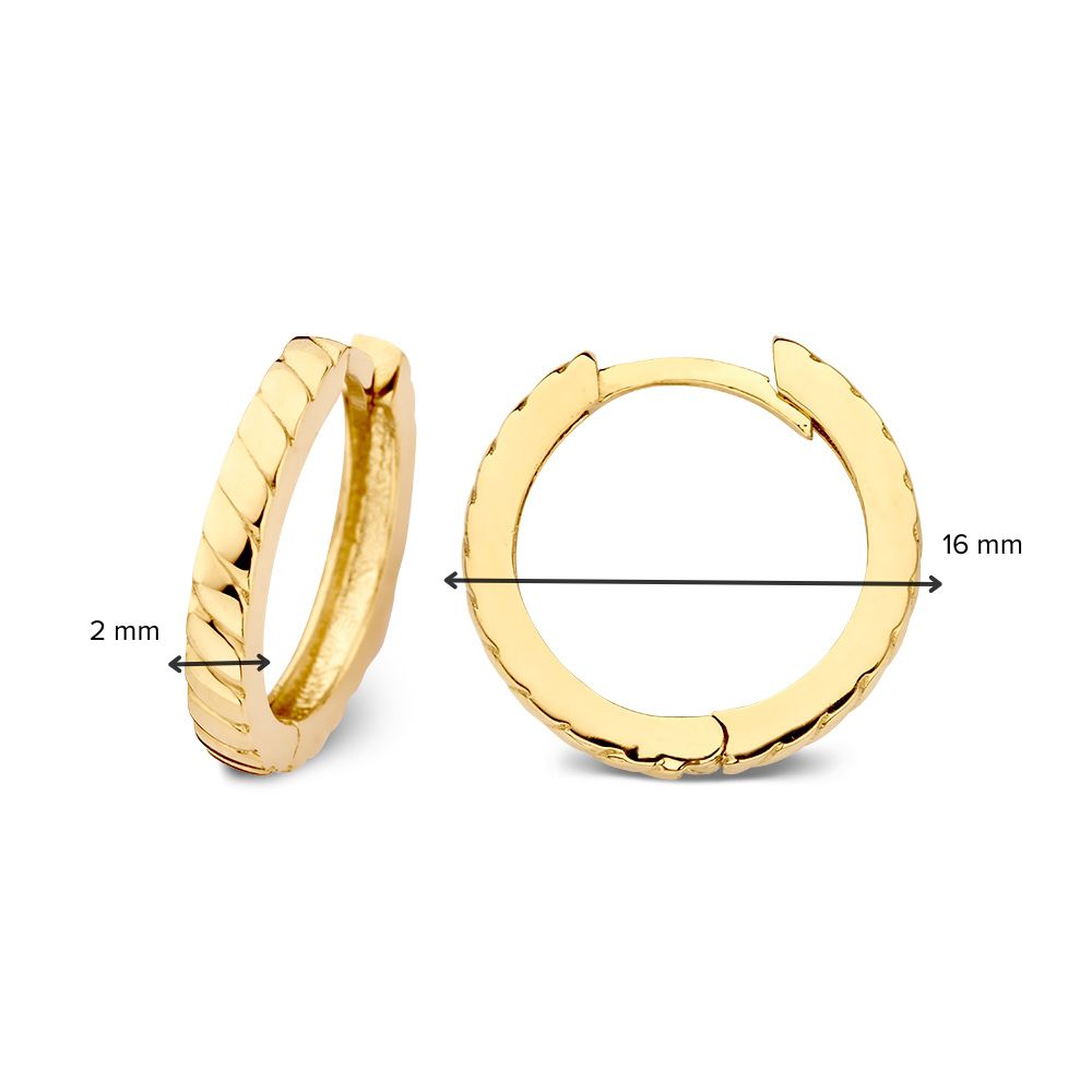 Gelbgoldene Ohrringe mit Rillen-Design | 14 Karat Gold – Van der Kooij