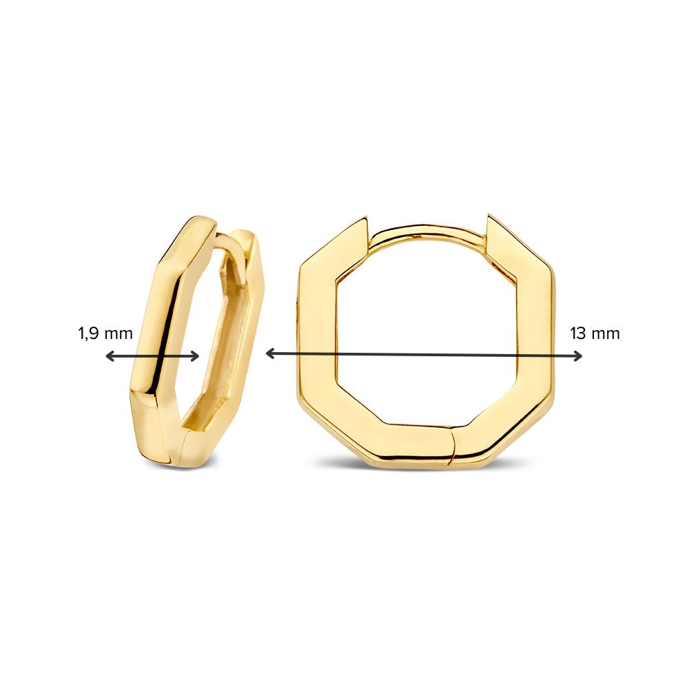 Gelbgoldene Ohrringe mit schlankem Achteck-Design – Elegante Ohrringe für Damen – Van der Kooij