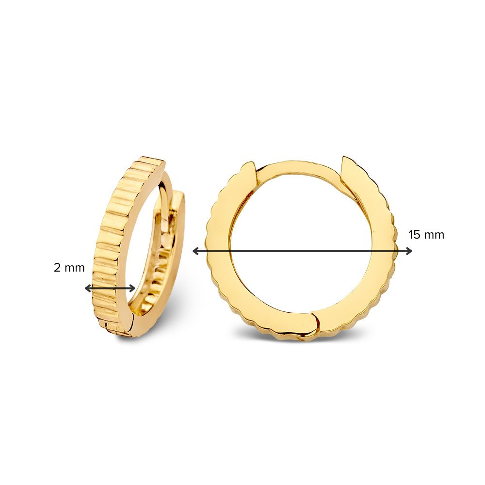 Gelbgoldene Ohrringe mit gerilltem Design | 14 Karat Gold – Van der Kooij
