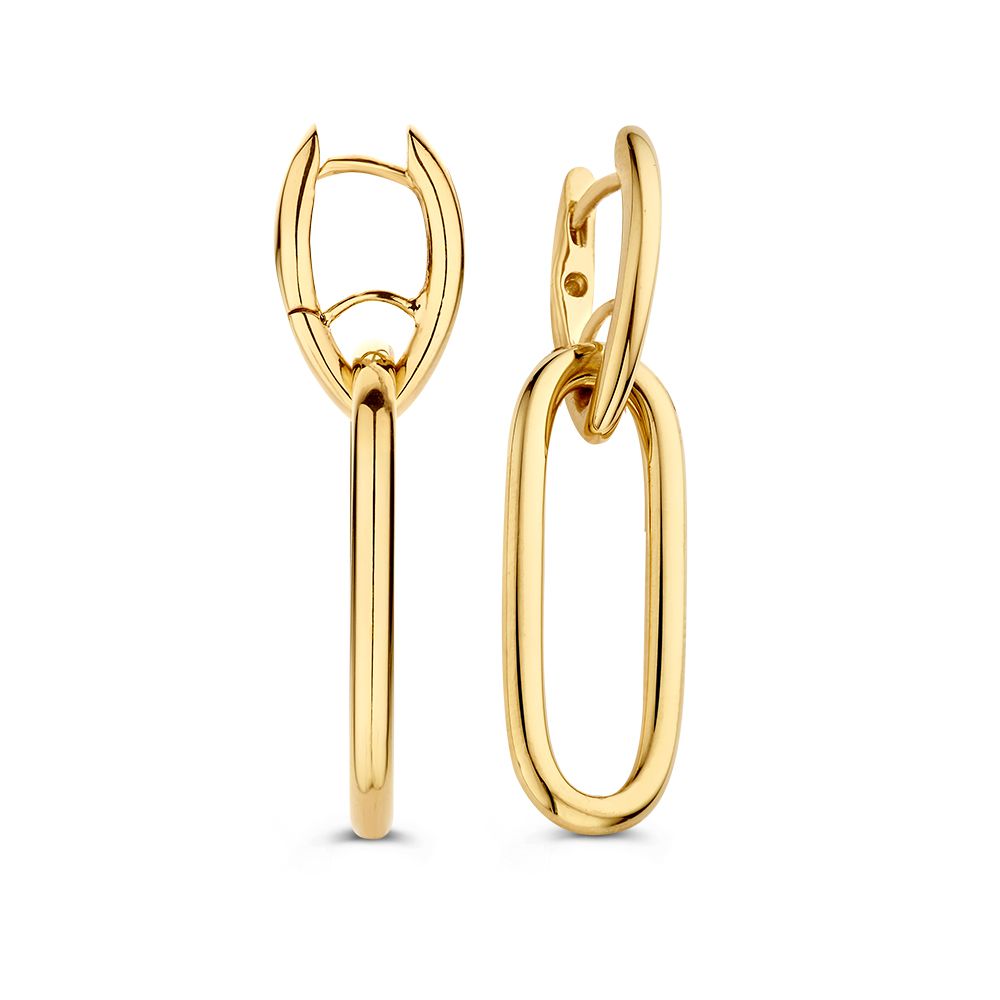 Wunderschöne goldene Ohrringe mit groben, baumelnden Gliedern – Statement-Accessoire