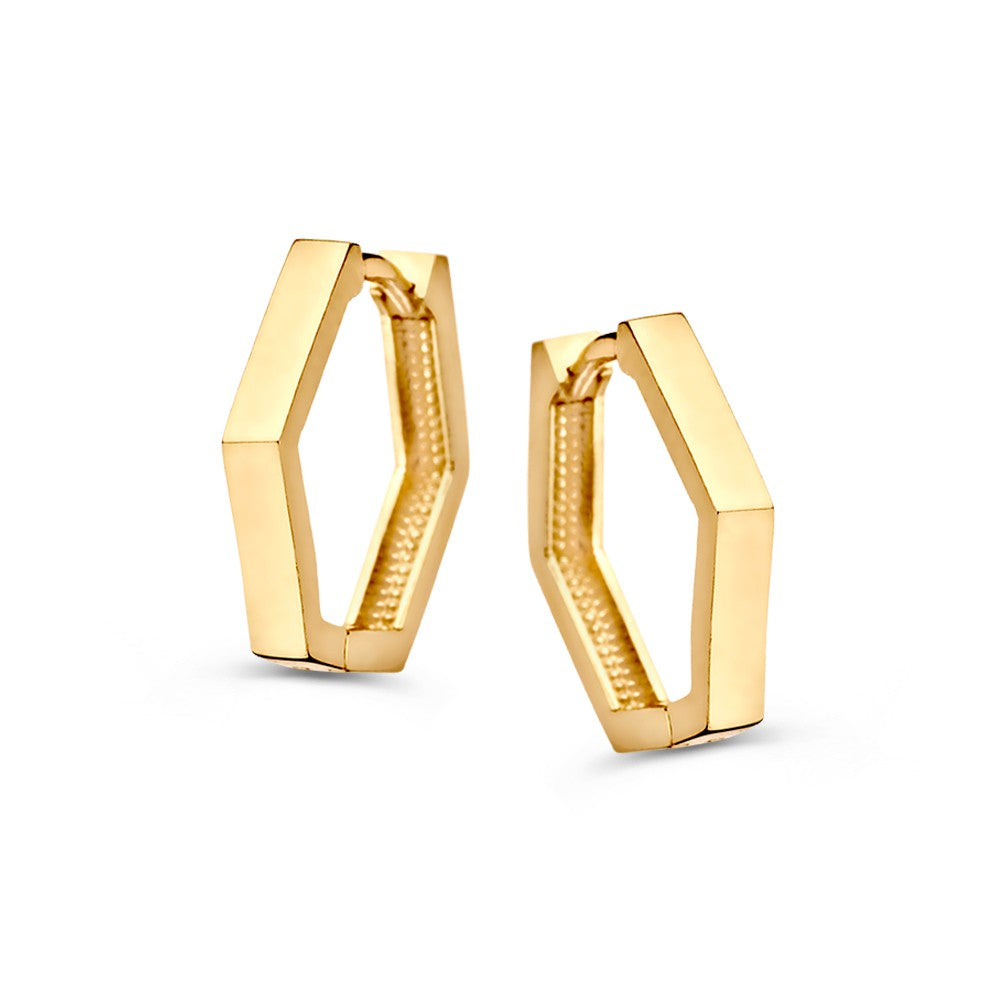 Sechseckige Ohrhänger aus Gelbgold mit modernem, klarem Design