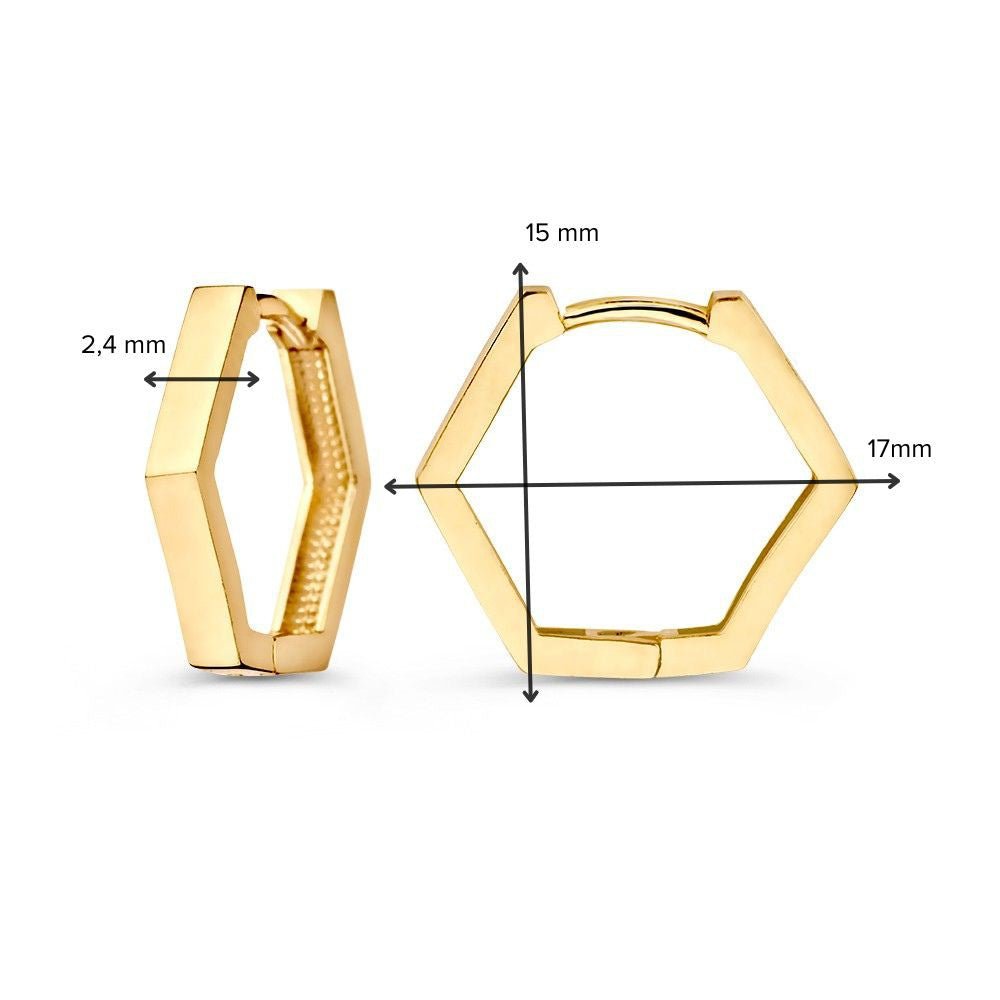 Sechseckige Gelbgold-Ohrringe – schlichte und moderne Eleganz