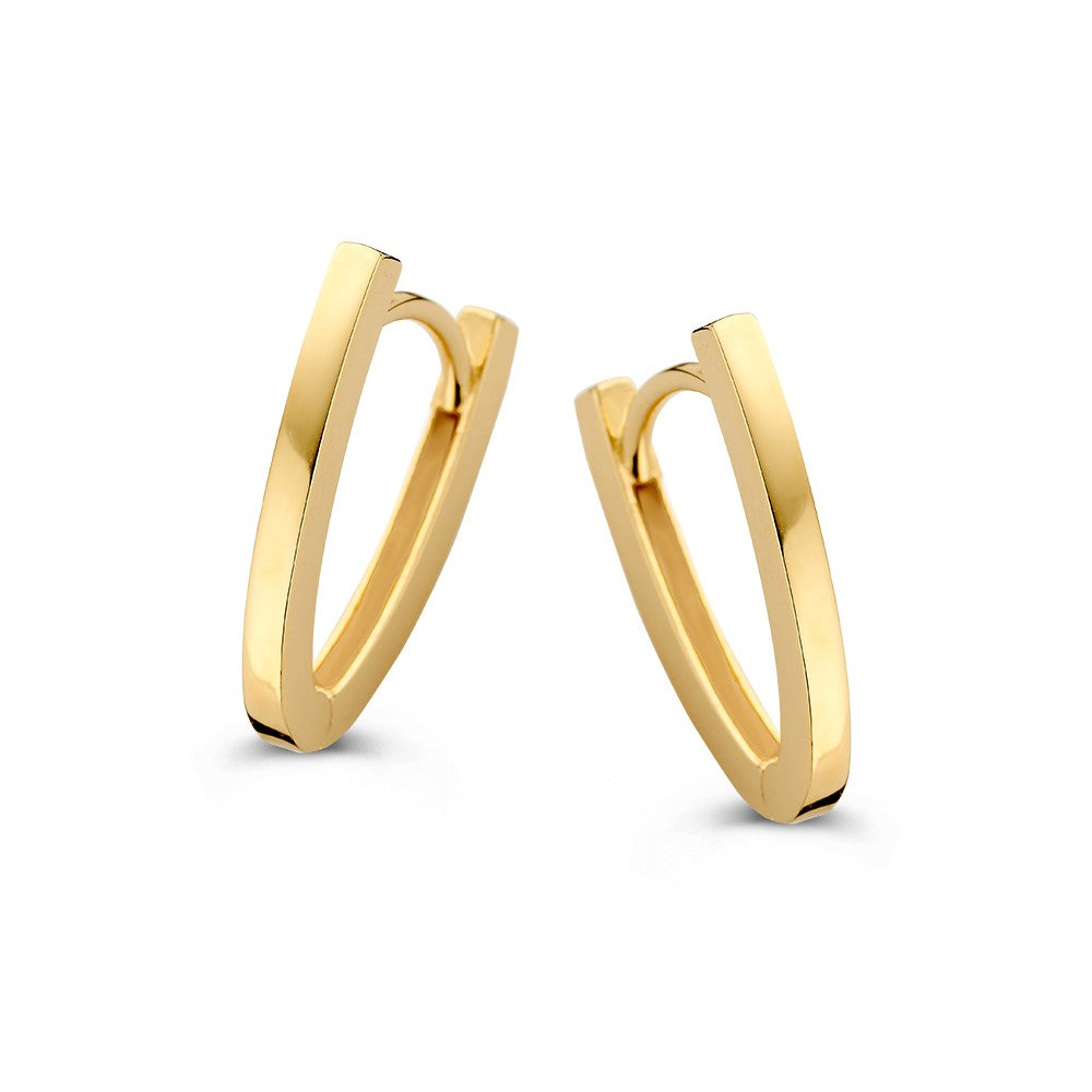 14K goldene Ohrringe mit modernem, geometrischem Design und glatter Oberfläche