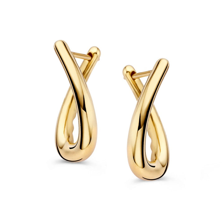 Speelse Geelgouden Oorringen met Twist – Elegantie in Beweging