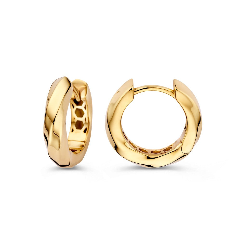 Gelbgold-Ohrringe mit gedrehter Band – Zeitlose Eleganz