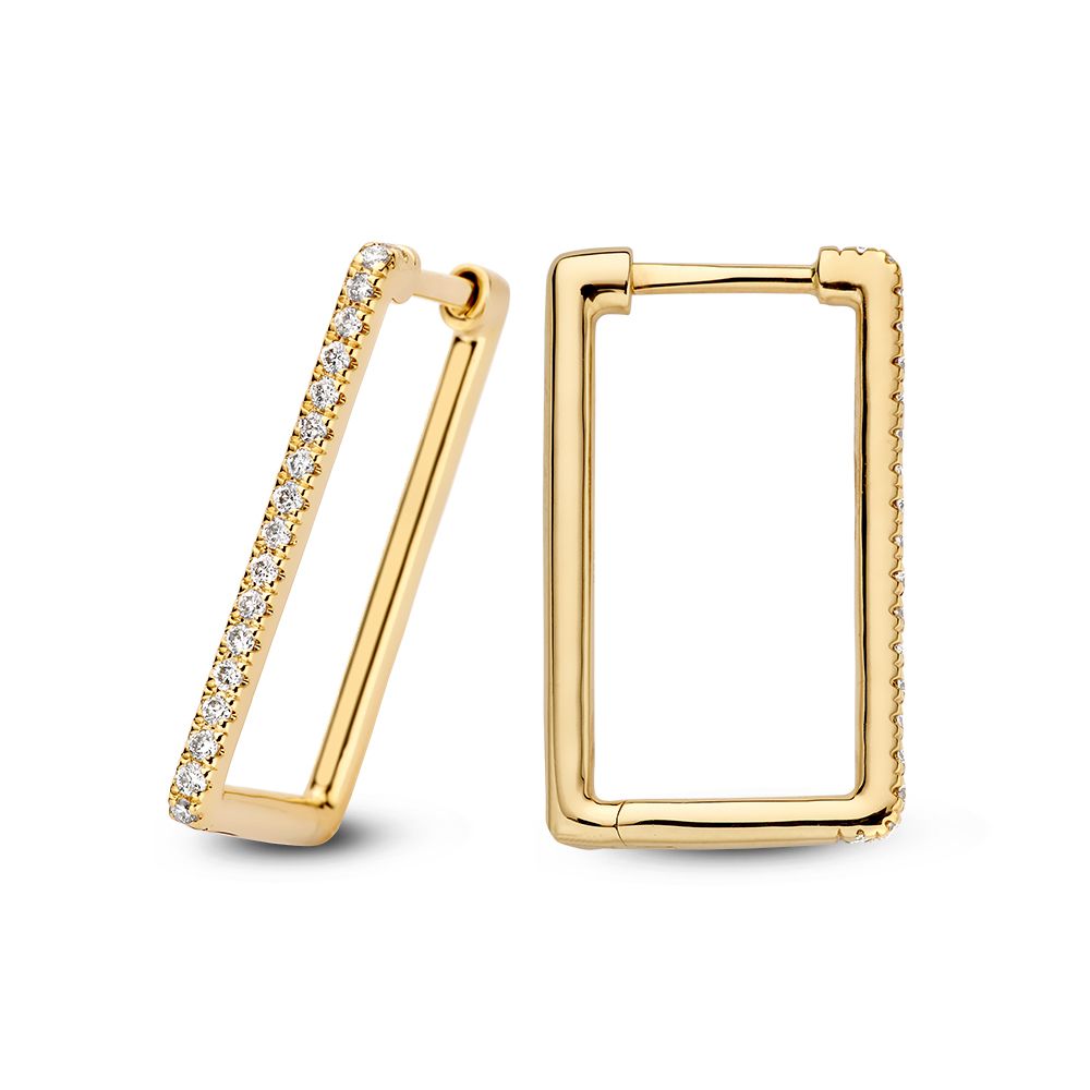 Stilvolle Gelbgold-Ohrringe mit Diamant in schlankem, rechteckigem Design