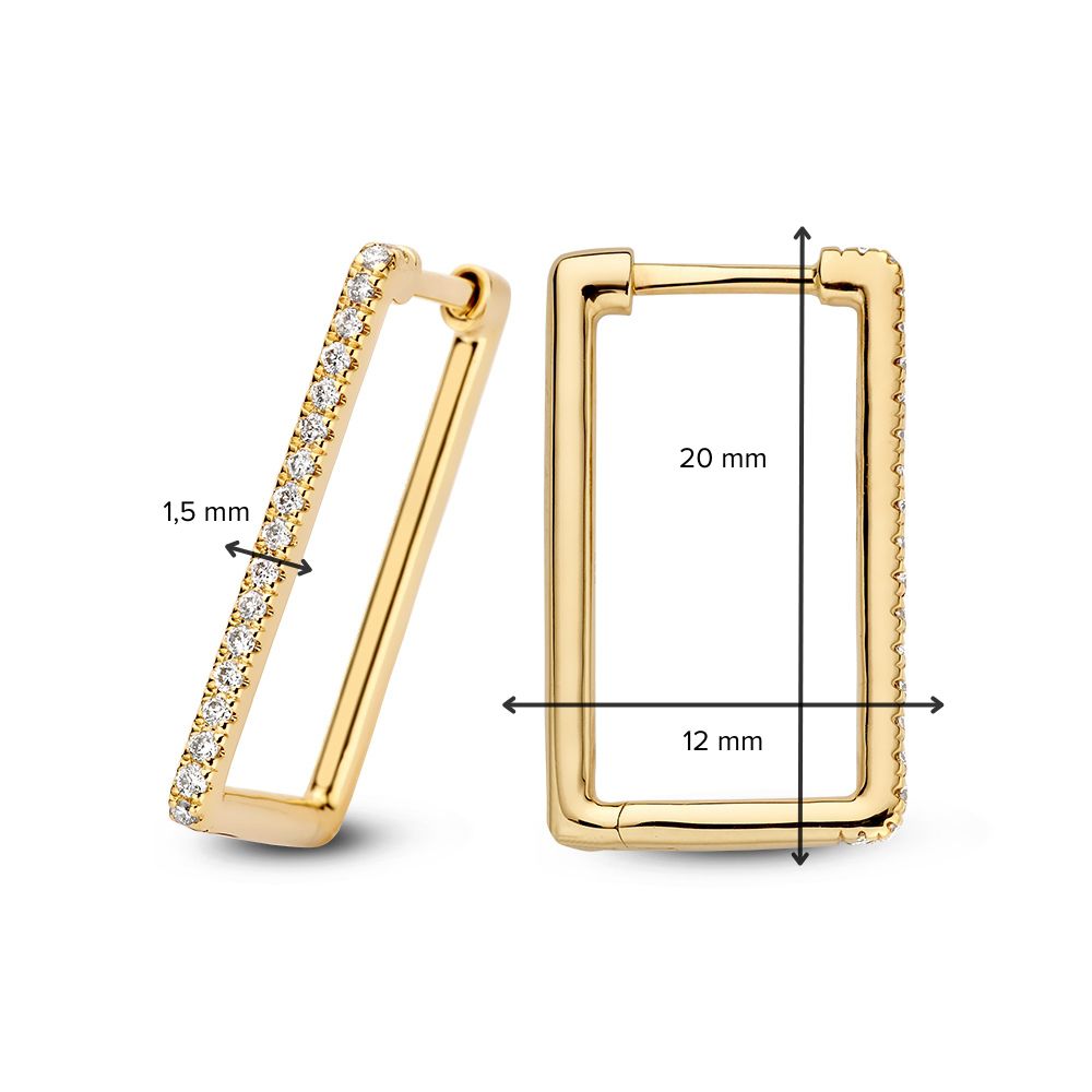 Stilvolle Gelbgold-Ohrringe mit Diamant in schlankem, rechteckigem Design