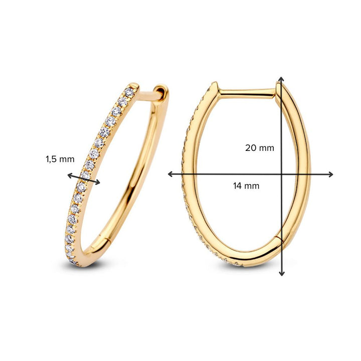 Prachtige Geelgouden Ovale Oorringen met Fijne Diamanten – Subtiele Elegantie 0,18 crt.