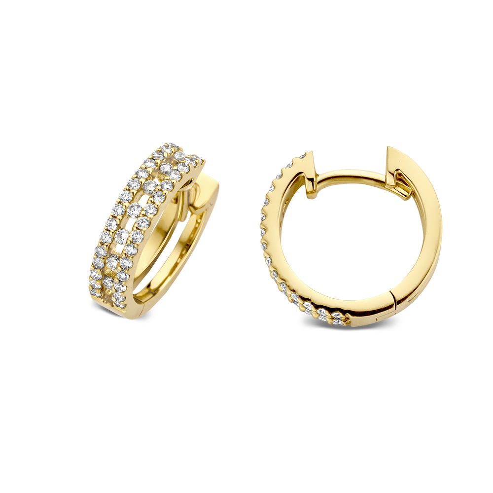 Geelgouden Oorringen met Diamant: Subtiele Luxe voor Elke Gelegenheid 0,28 crt.