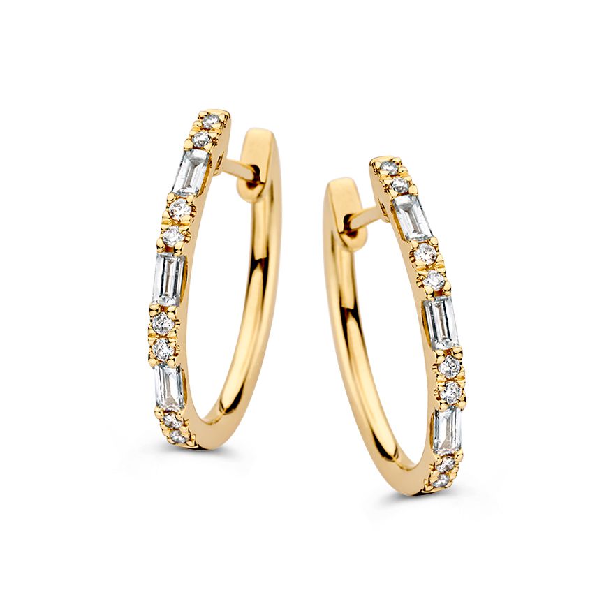 Luxe Ohrhänger aus Gelbgold mit Baguette- und Brillanten, insgesamt 0,38 ct