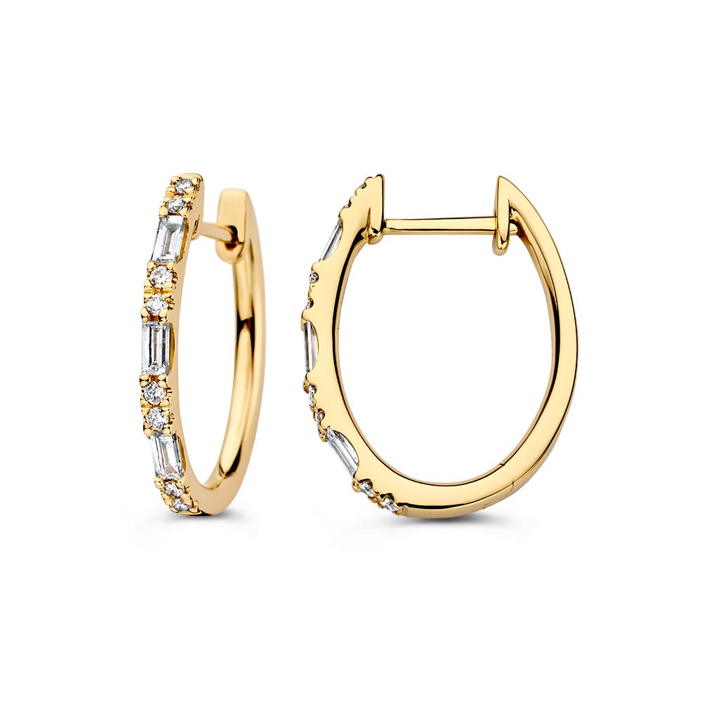 Luxuriöse Gelbgold-Ohrringe mit Baguette- und Brillantdiamanten: Ein subtiler Luxus 0,38 ct.