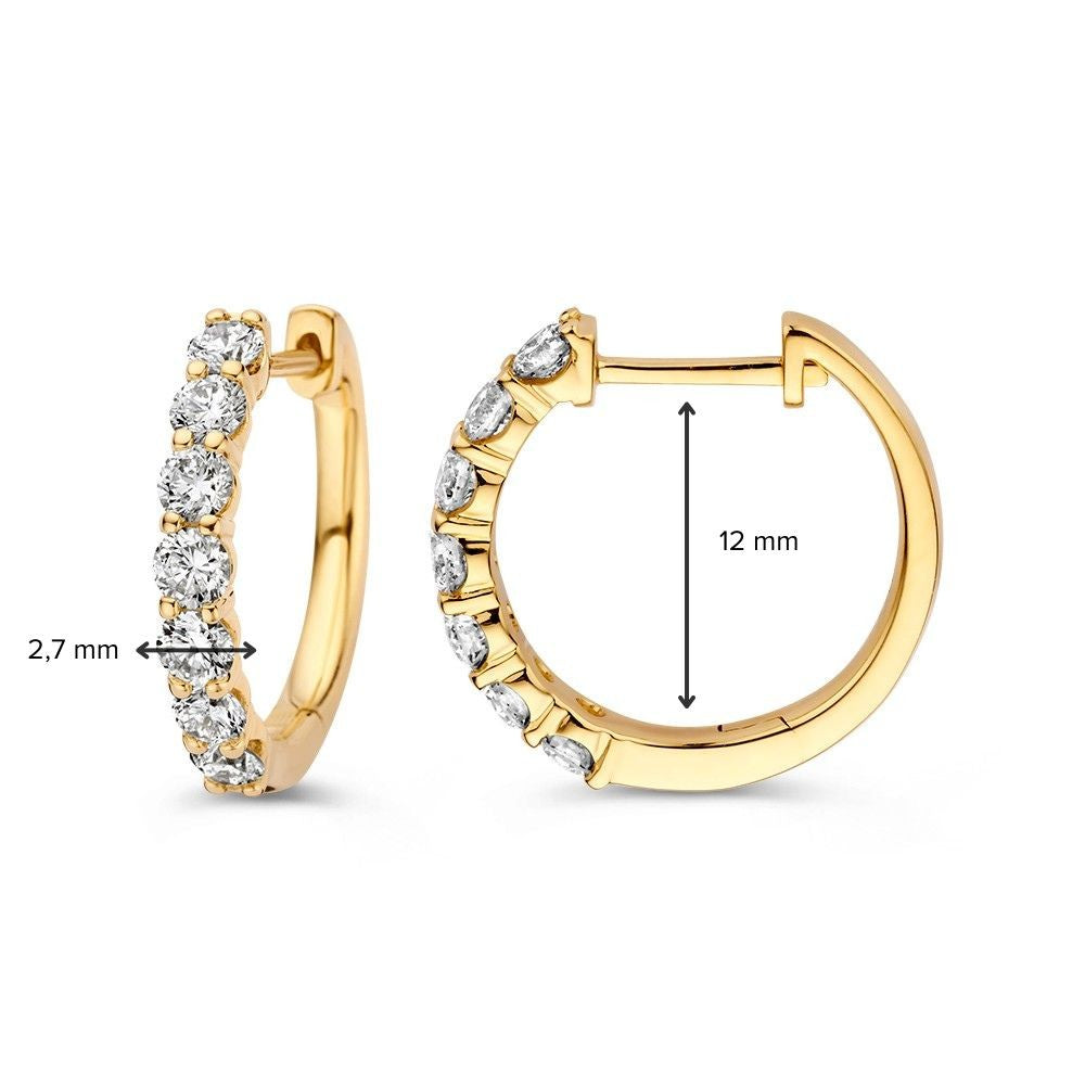 Wunderschöne Gelbgoldohrringe mit Diamanten in Chatonfassung 1.00 ct.