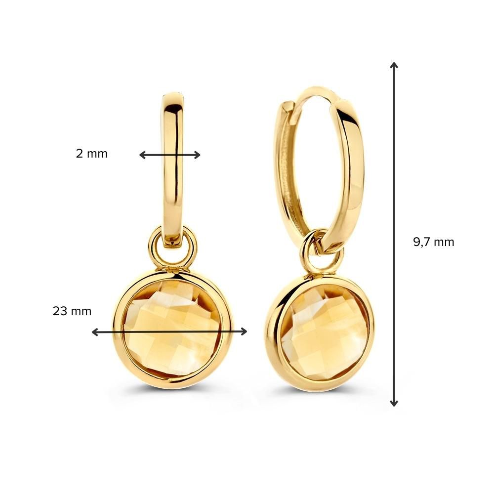 Gelbgold Ohrringe mit Citrin Anhängern | 14 Karat Gold – Van der Kooij