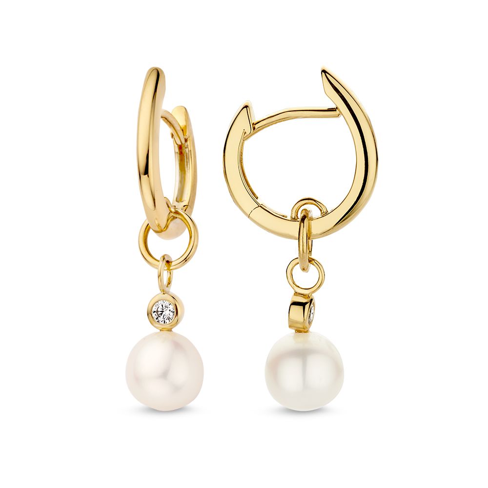Elegante Ohrringe aus Gelbgold mit runden Perlen
