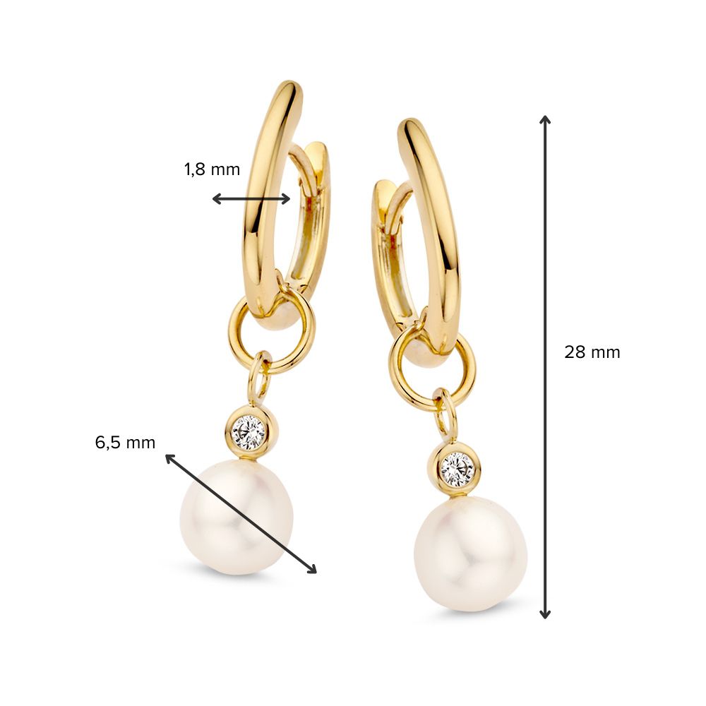 Elegante Ohrringe aus Gelbgold mit runden Perlen