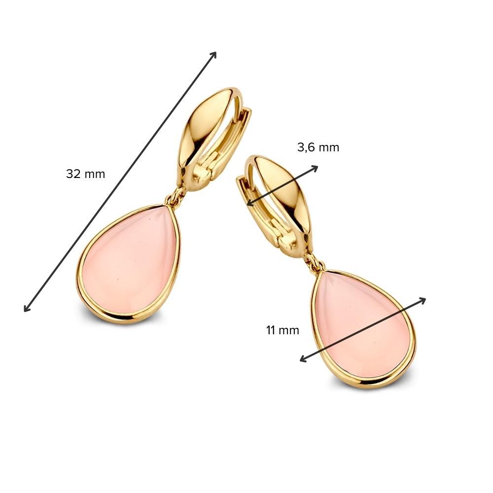 Gelbgoldene Klappcreolen mit Rosa Chalzedon – Zart und Feminin