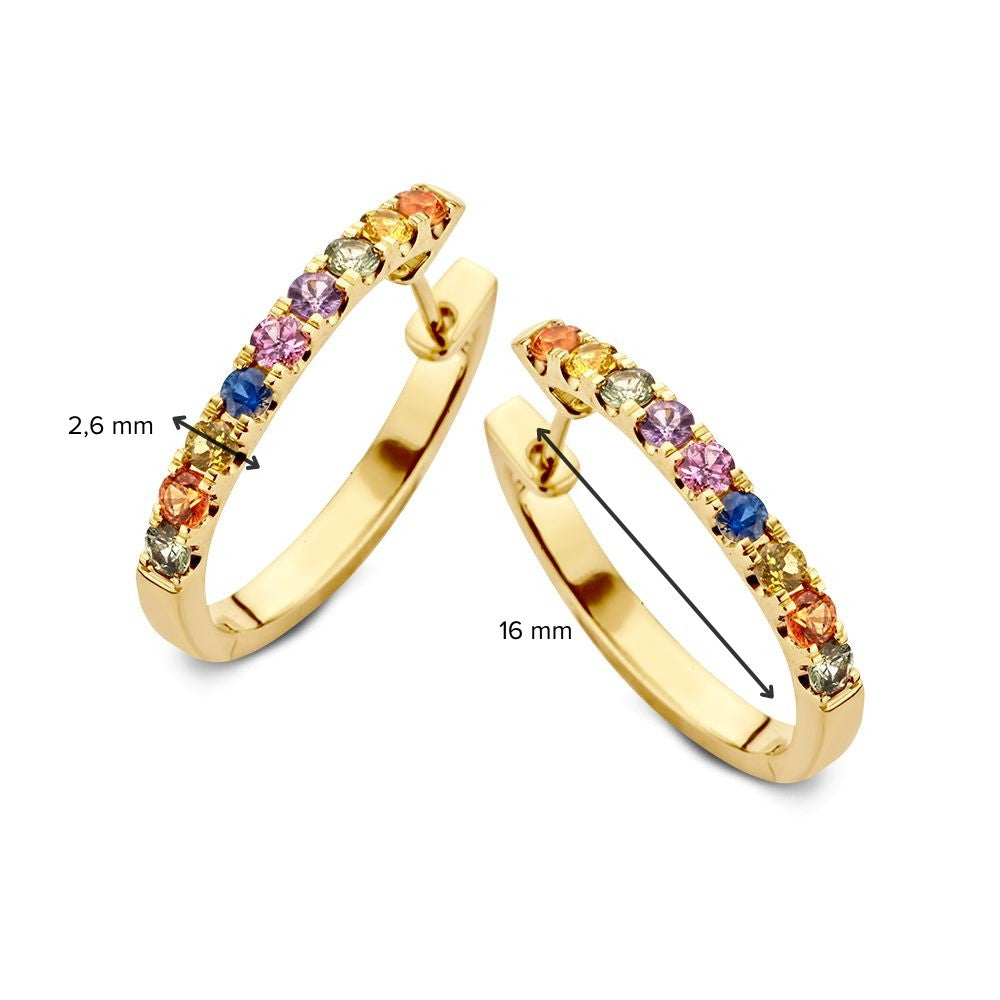 Gelbgoldene Ohrringe mit Regenbogensaphir
