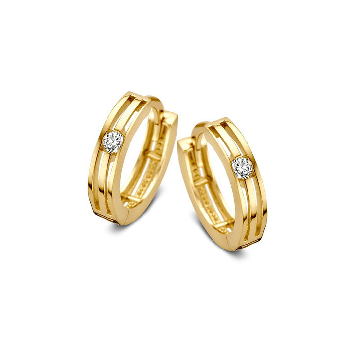 Elegante Geelgouden Oorringen met Zirkonia's – Tijdloze Verfijning