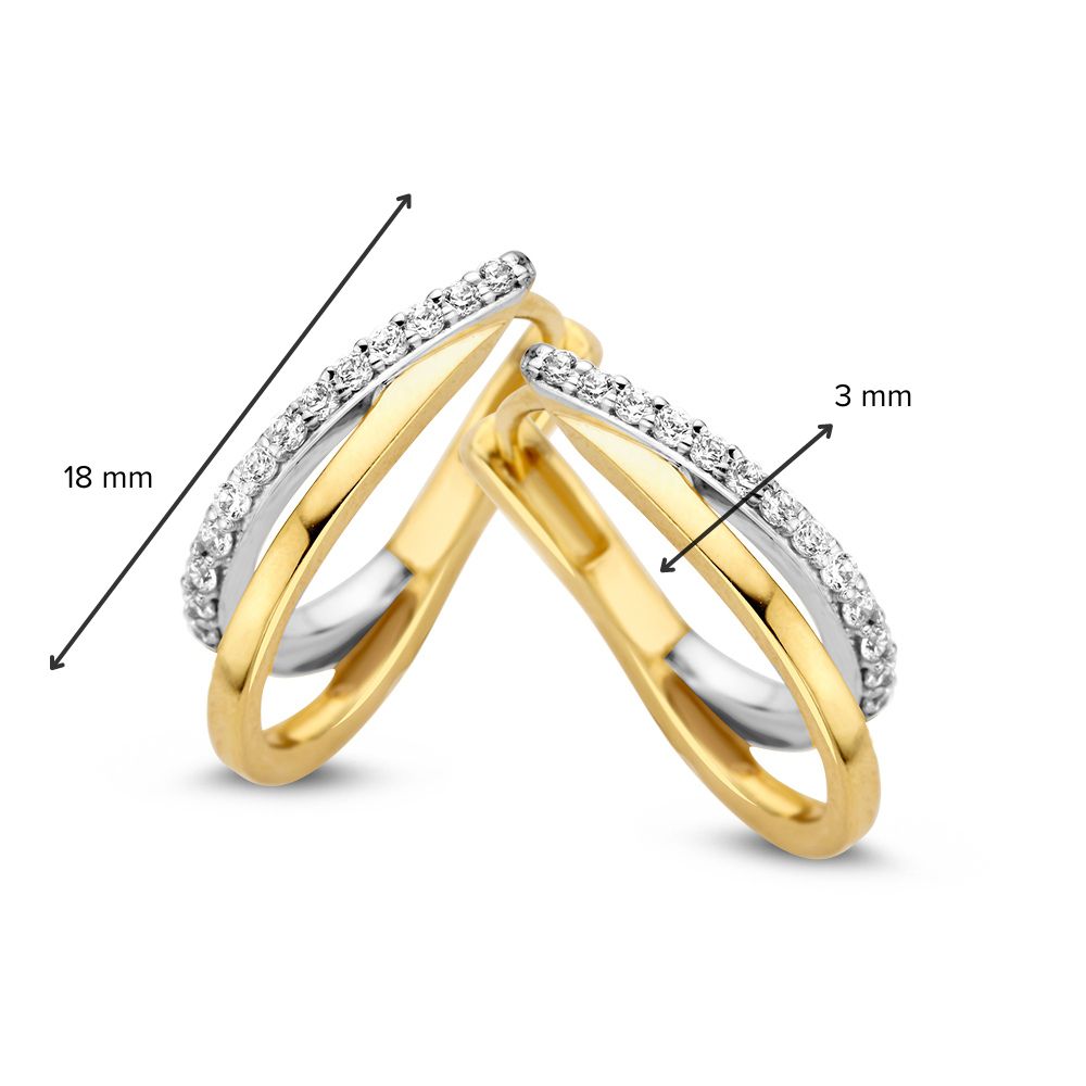 Goldohrringe mit asymmetrischen Streifen und Zirkonia – Modernes Design mit elegantem Glanz