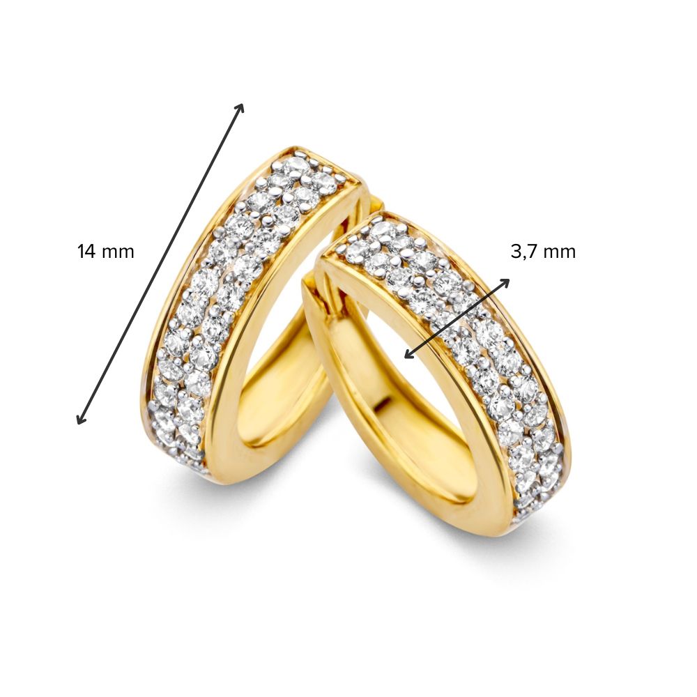 Gelbgold-Ohrringe mit Zirkonia im Pavé-Design - 14 Karat Gold - Kostenloser Versand