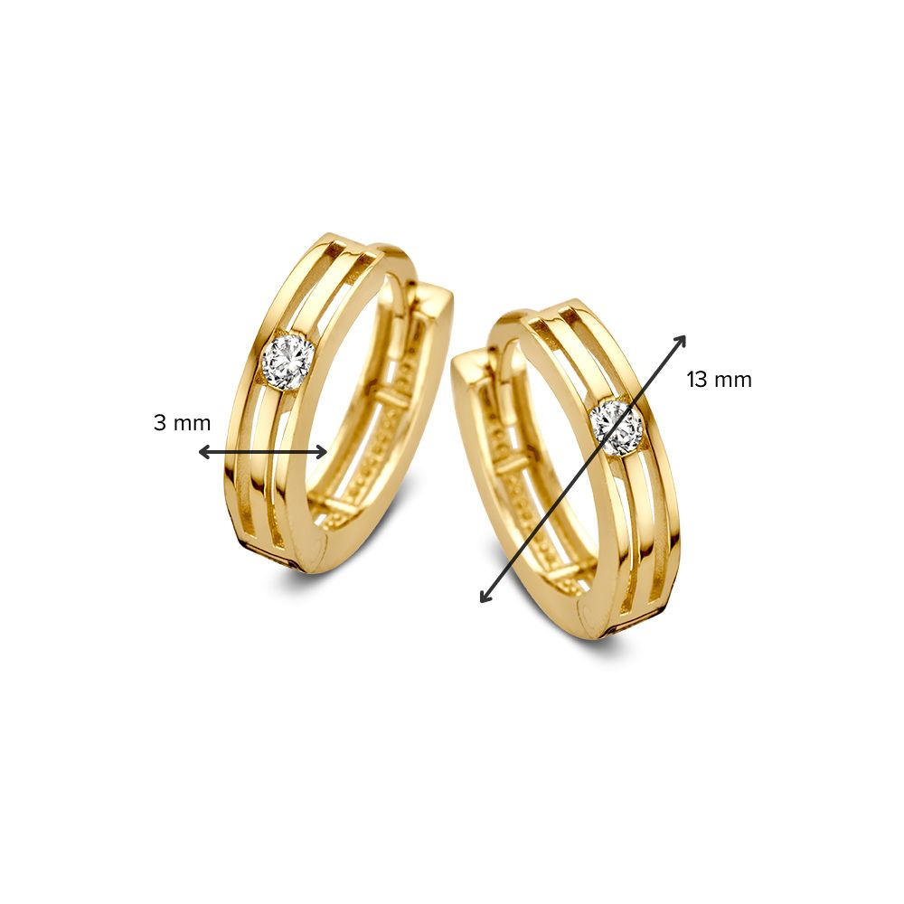 Elegante Geelgouden Oorringen met Zirkonia's – Tijdloze Verfijning
