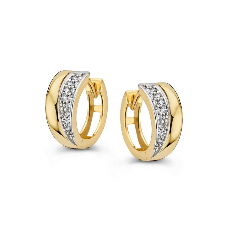 Elegante Geelgouden Oorringen met Zirkonia's in Pavézetting