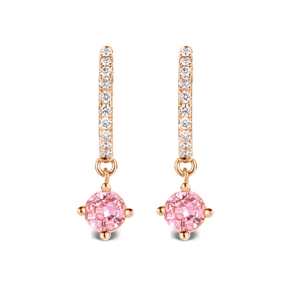 Roségoldene Ohrringe mit Diamanten und rosa Saphiren – 18 Karat
