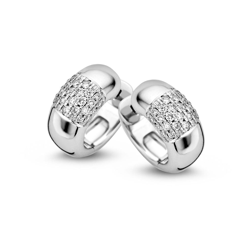 Weißgoldene Ohrringe mit Pavé-Setzung aus Diamanten, 0,32 ct, glänzende Oberfläche