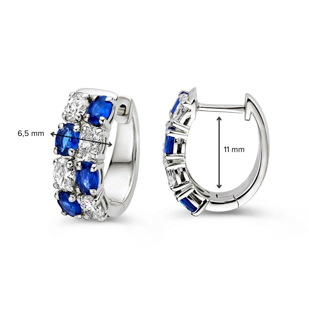 Ohrringe aus Weißgold mit oval geschliffenen blauen Saphiren und Diamanten – 1,60 ct Saphir, 1,20 ct Diamant