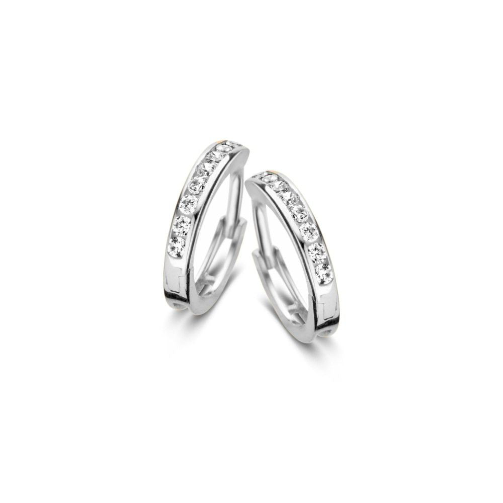 Witgoldene Klapp-Ohrringe mit Zirkonia in elegantem, subtilem Design