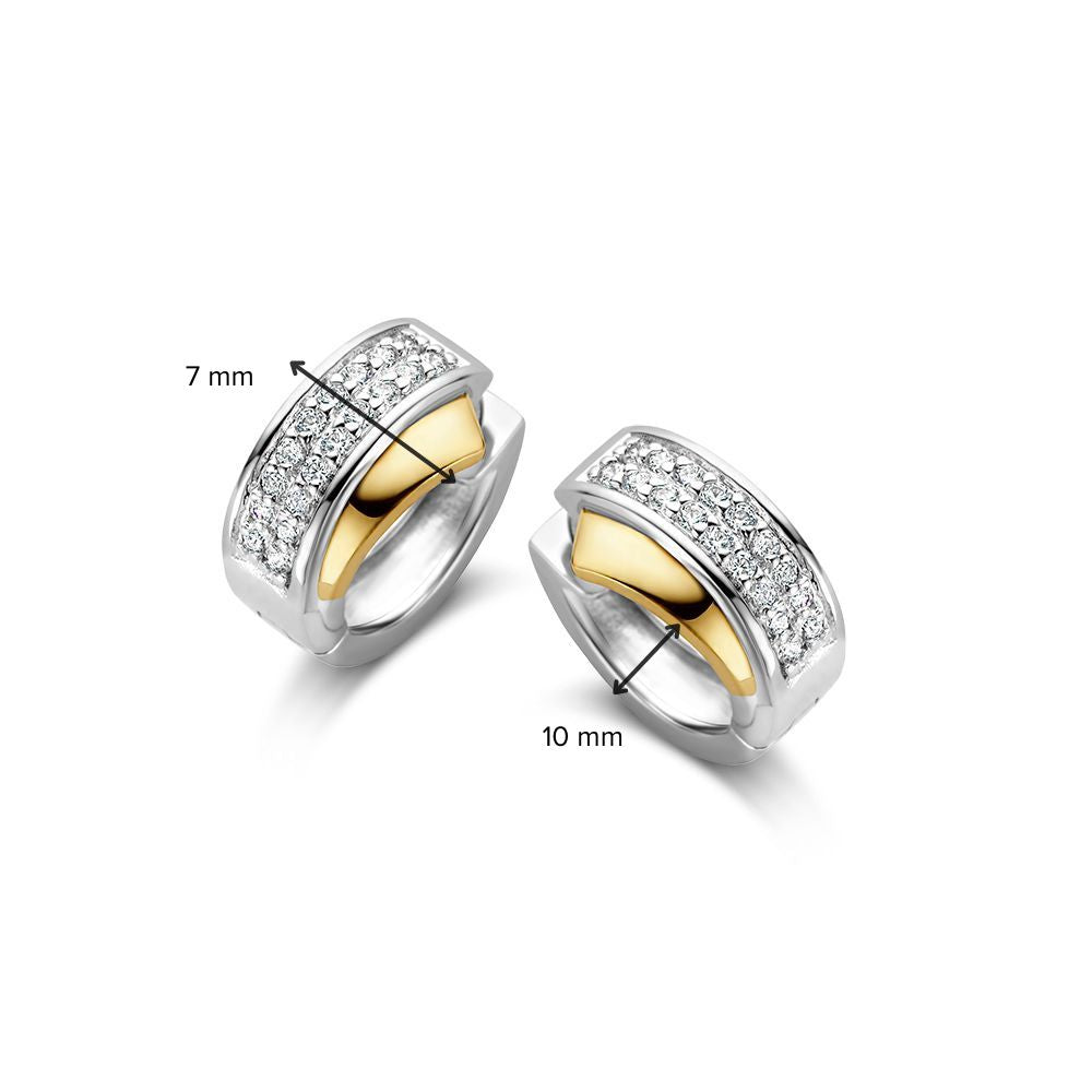 Elegante Silber-Goldene Ohrringe mit Zirkonia