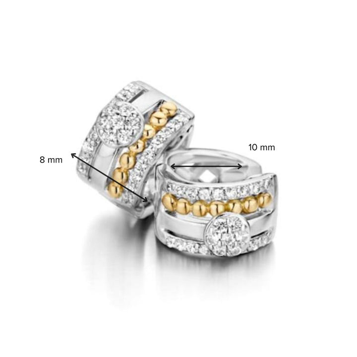 Zilver met 14 Karaat Gouden Creolen en Zirkonia's – Elegantie in een Set
