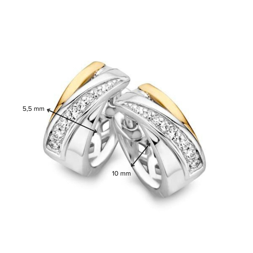 Elegante Silber-Gold-Ohrringe mit Zirkonia