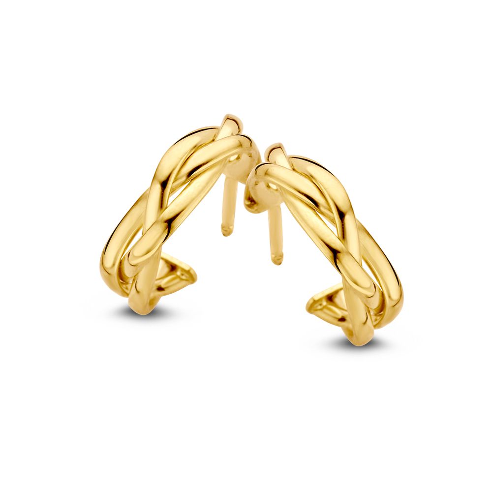 Bicolor Armband aus 14-karätigem Gold in Gelb und Weiß, 19 cm lang, mit geschwungenem Design