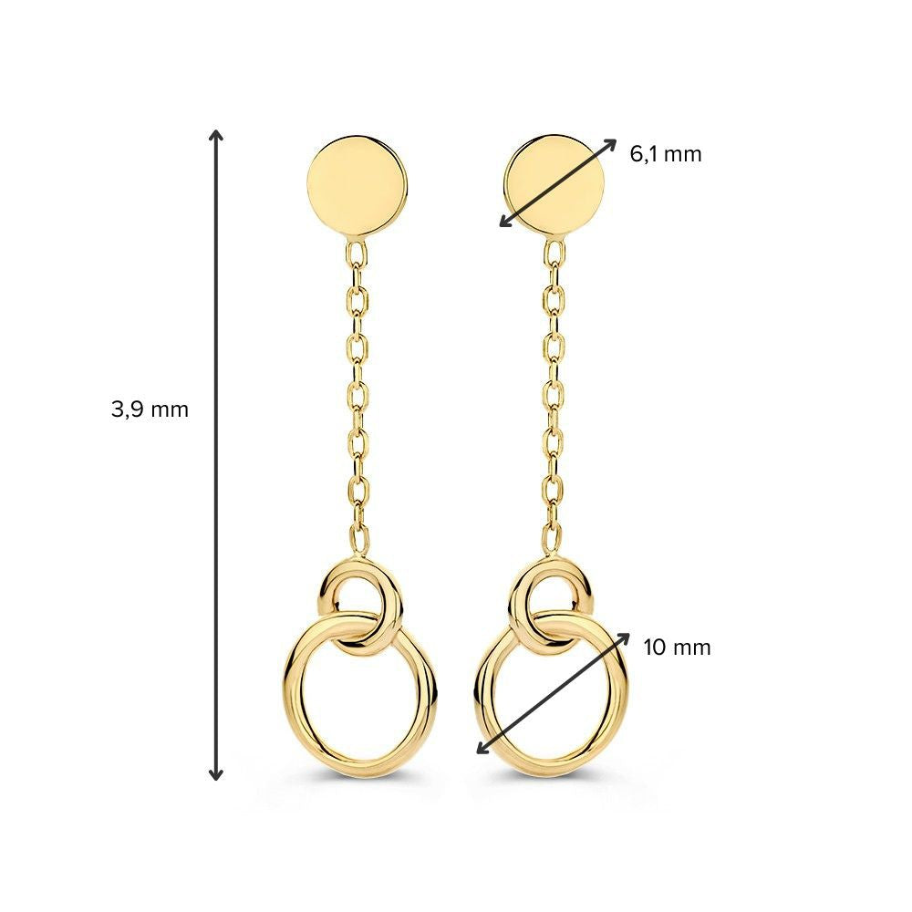 Gelbgold-Ohrringe mit hängenden Goldelementen – 14 Karat Luxus für Damen