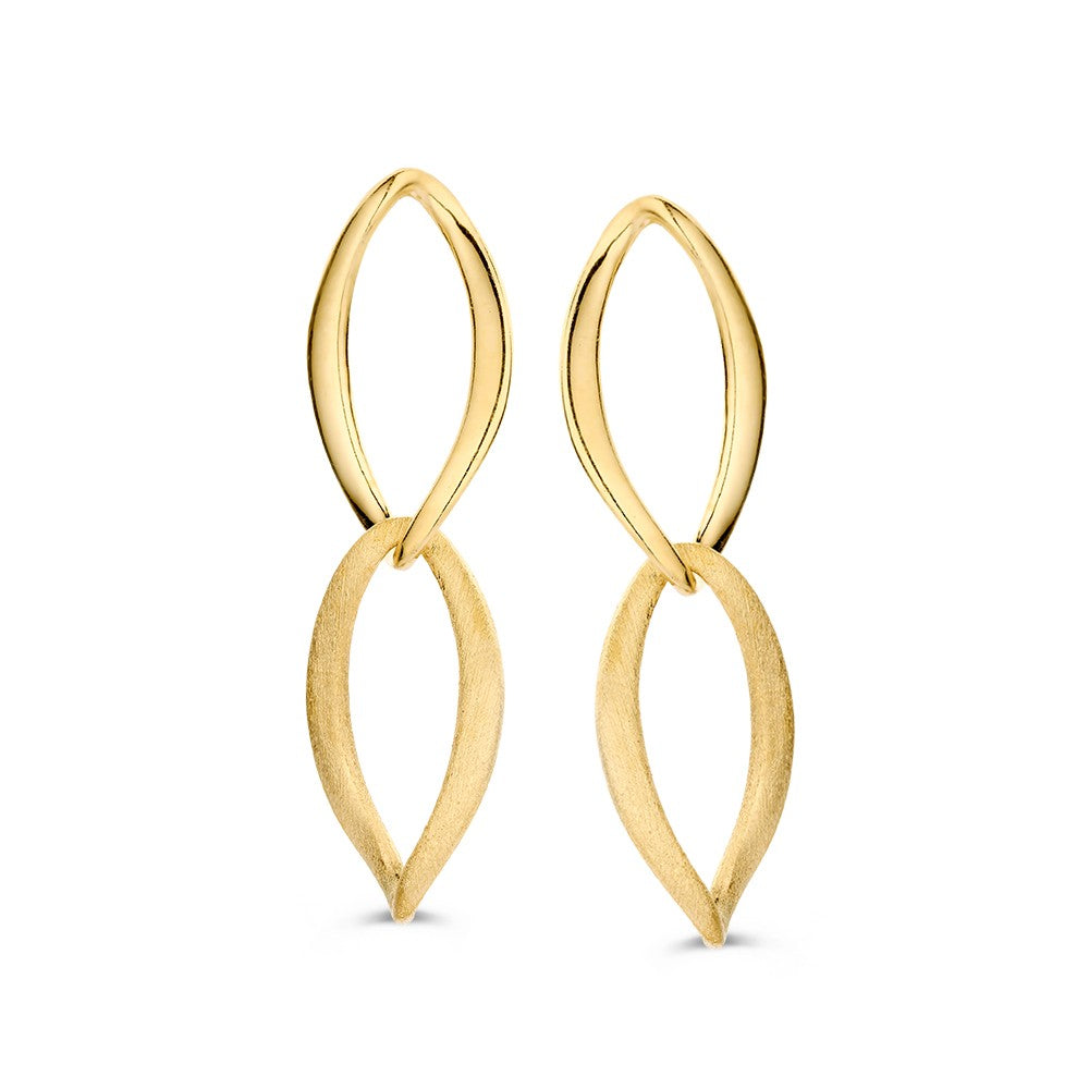 Ohrstecker aus Gelbgold mit geschwungenem, mattem und poliertem Design