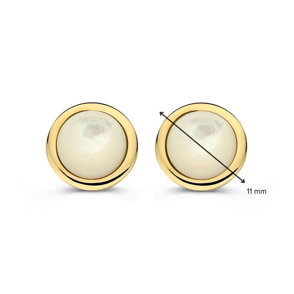 Elegante Ohrstecker aus Gelbgold mit Cabochon geschliffenem Perlmutt