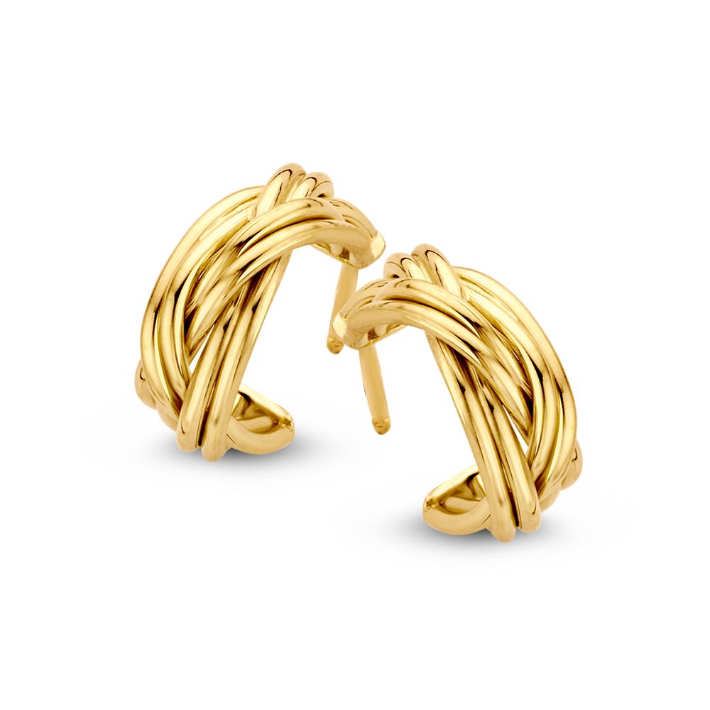 Ohrstecker aus 14K Gelbgold mit einem zeitlosen, gewundenen Design und einer Größe von 15 mm