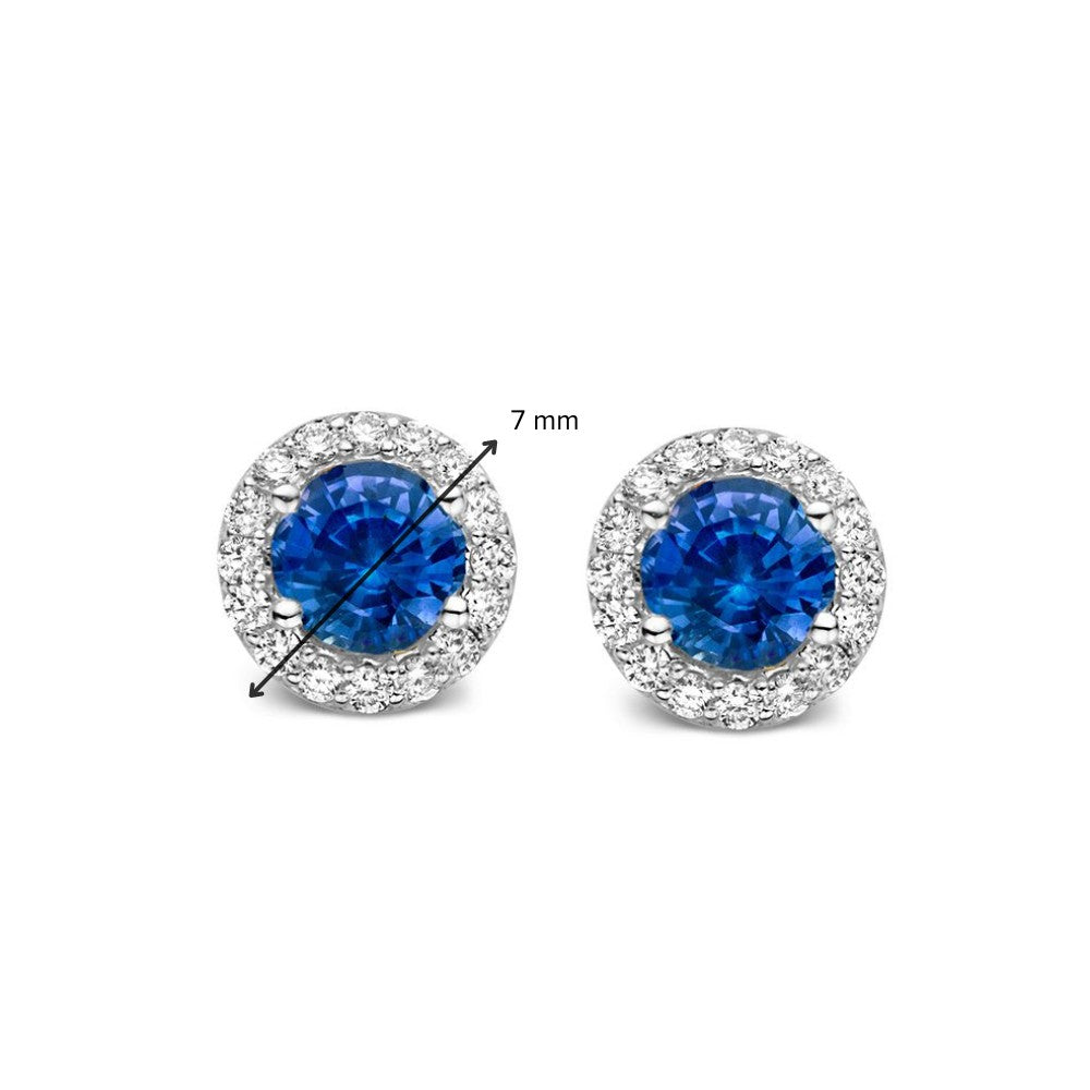 18 Karat Weißgoldring mit blauem Saphir und Diamant – Van der Kooij Luxusschmuck
