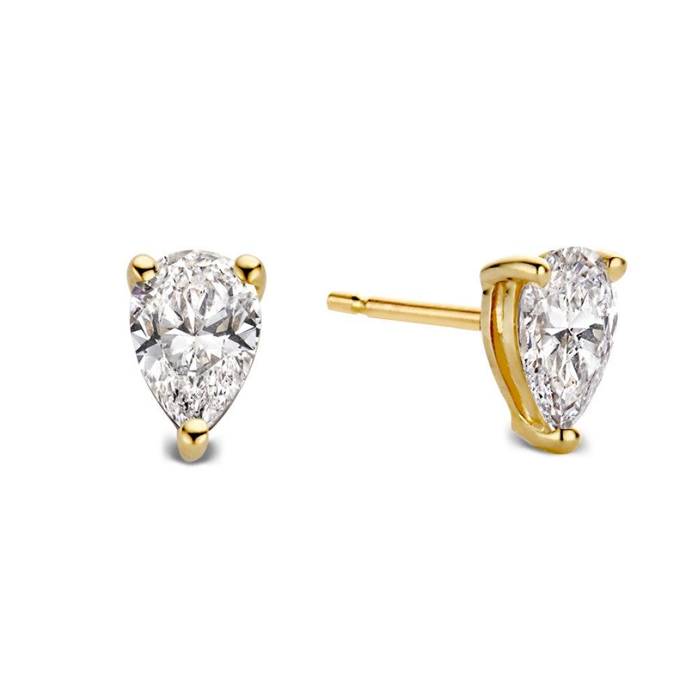 Ohrstecker aus 0,50 ct. gelbgold mit tropfenförmigen, funkelnden Diamanten