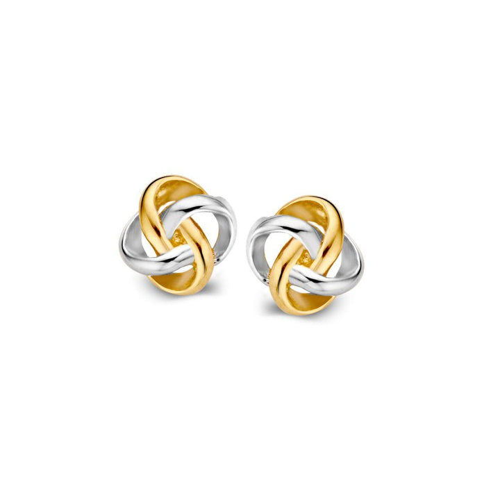 Bicolor Gouden Oorstekers 14 Karaat voor Dames – 6 mm, Tijdloze Elegantie in Geel en Wit