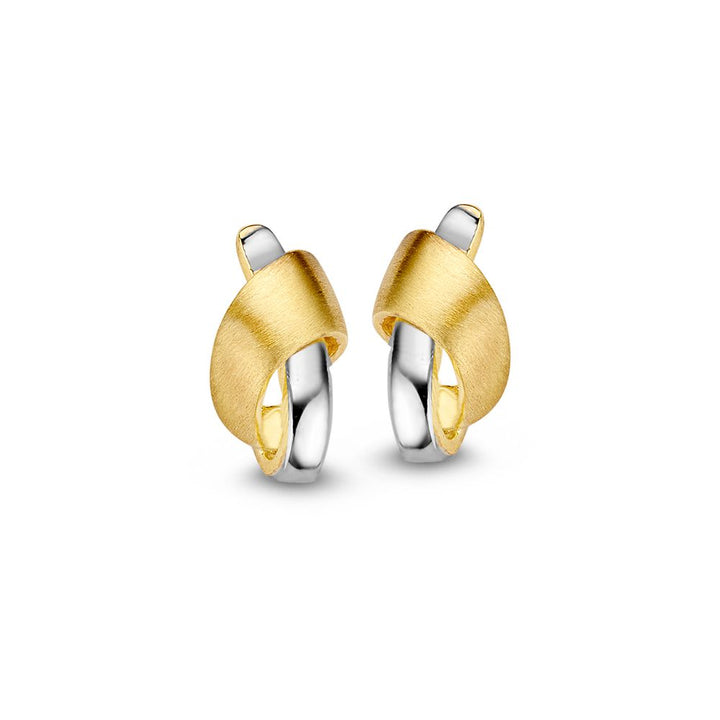 Bicolor Gouden Oorknoppen voor Dames – 14 Karaat Geel/Wit Gouden Oorknoppen