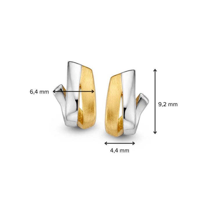 Bicolor Gouden Oorstekers 14 Karaat – Mat/Poli Afwerking Zonder Steen