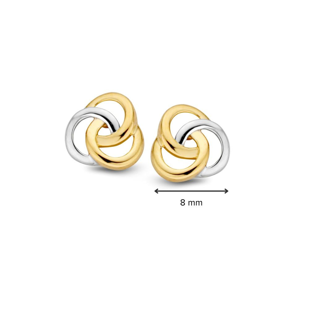 Bicolor-Ohrstecker aus Weiß- und Gelbgold