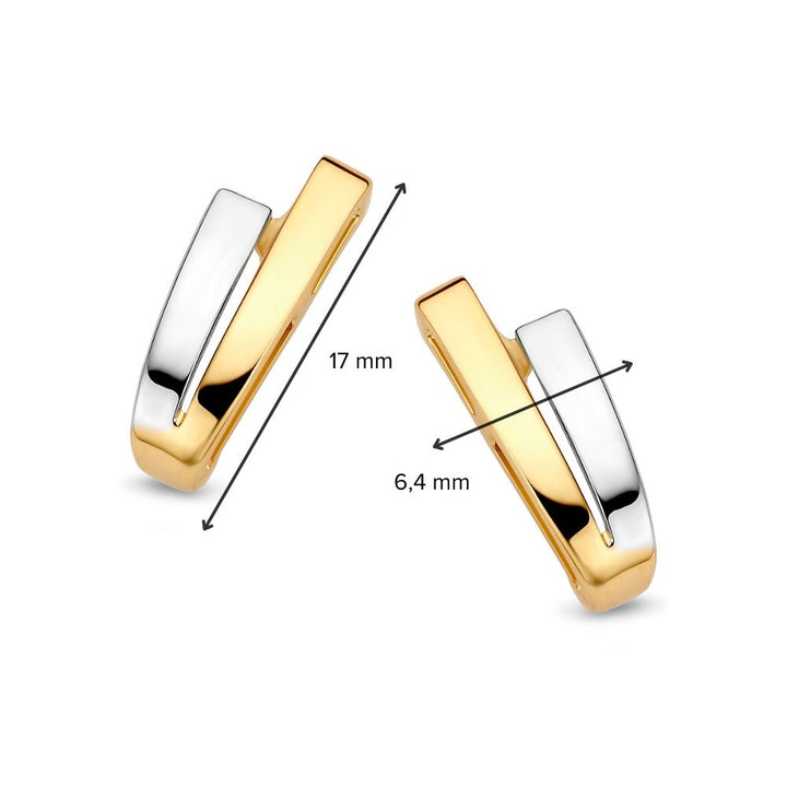 Bicolor gouden oorstekers in strakke uitvoering – 14 karaat geel en wit goud