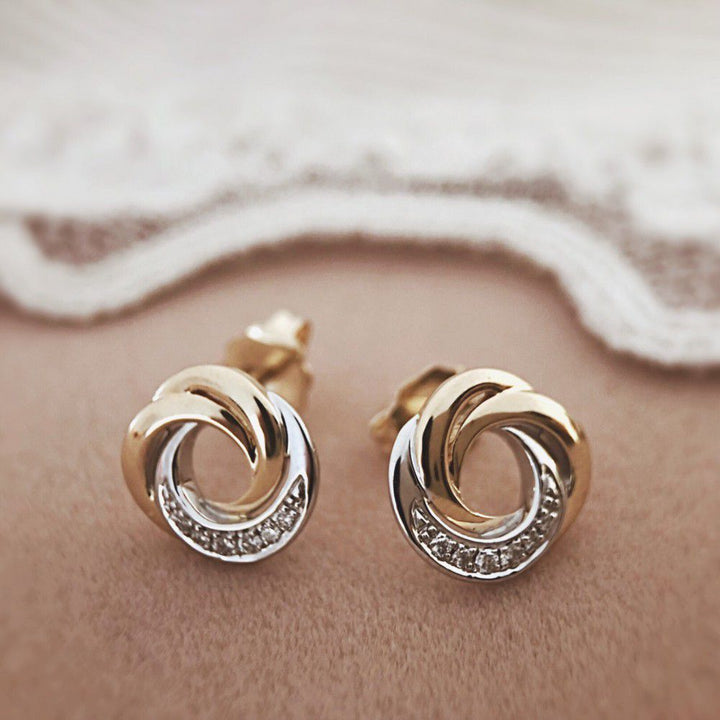 Gele en Witgouden Ring met Briljant Diamant – 14 Karaat, 0.06 Caraat Totaal – Gratis Verzending