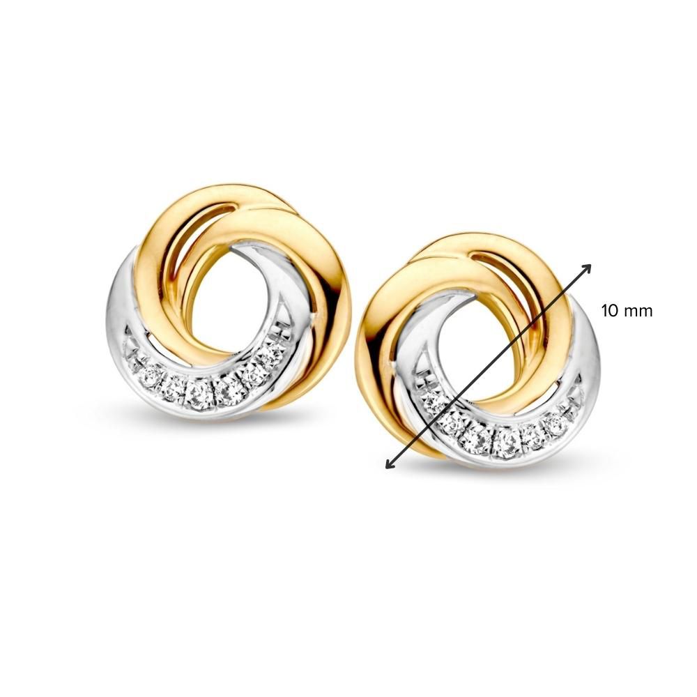 Gele en Witgouden Ring met Briljant Diamant – 14 Karaat, 0.06 Caraat Totaal – Gratis Verzending